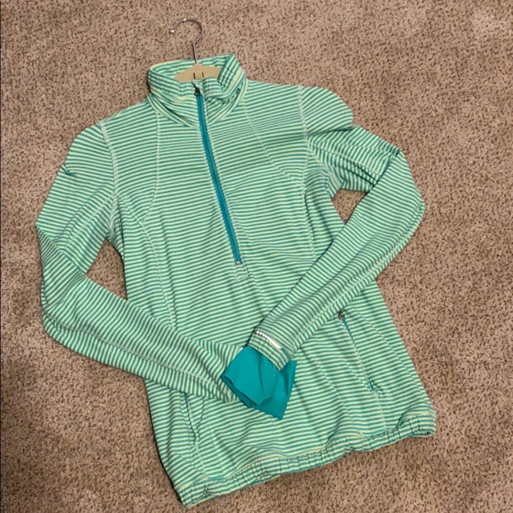 Lululemon 3/4 Zip LS Pullover - Green Stripes